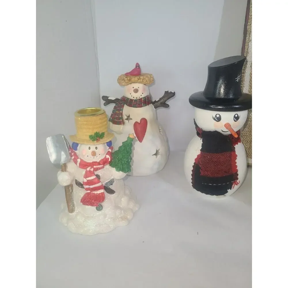 Large Lot New& Vintage Snowman Themed Christmas Decor Hallmark, Selvestri & more